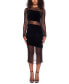 ფოტო #1 პროდუქტის Juniors' Long-Sleeve Mixed-Media Velvet Bodycon Dress