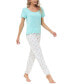 ფოტო #6 პროდუქტის Women's Short Sleeve Pocket T-Shirt with Printed Jogger Pants 2 Piece Pajama Set