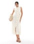 Mango linen tie front midi dress in light beige Бежевый, L - EU 40 - фото #1