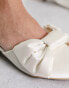 Be Mine Wide Fit Bridal Alezae bow front backless slippers in ivory