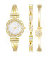 ფოტო #1 პროდუქტის Women's Gold-Tone Alloy Bangle with Crystals Fashion Watch 24mm and Bracelet Set