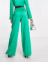 Extro & Vert super wide leg trousers in emerald satin co-ord
