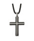 ფოტო #1 პროდუქტის Brushed Black IP-plated Cross Pendant Box Chain Necklace