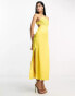 Фото #2 товара ASOS DESIGN embroidered bodice satin bias midi dress with open back in mustard