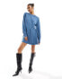 Фото #2 товара River Island long sleeve jersey sweater mini dress in blue