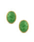ფოტო #2 პროდუქტის 7CT Oval Cabochon Oval Dyed Green Jade Rope Cable Bezel 14K Gold Plated .925 Sterling Silver Clip On Earrings For Women Clip Only Is Alloy