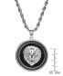 Фото #5 товара Men's Two-Tone Stainless Steel Simulated Diamond Lion Head On Greek Key Mount 24" Pendant Necklace