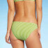 Juniors' Textured Cheeky Bikini Bottom - Xhilaration™ Lime Stripe size Large