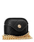 Women's Black Faux Leather Holder with Gold-Tone Alloy Chain