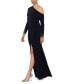 ფოტო #3 პროდუქტის Petite Off-The-Shoulder Long-Sleeve Gown