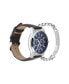 ფოტო #2 პროდუქტის Men's Analog Brown Polyurethane Strap Watch, 44mm and Bracelet Set