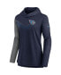 ფოტო #2 პროდუქტის Women's Navy and Heathered Charcoal Tennessee Titans Chevron Hoodie Performance Long Sleeve T-shirt