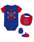 ფოტო #1 პროდუქტის Newborn and Infant Boys and Girls Royal Chicago Cubs Little Champ Three-Pack Bodysuit Bib and Booties Set