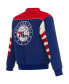 Фото #4 товара Men's Royal Philadelphia 76ers Stripe Colorblock Nylon Reversible Full-Snap Jacket