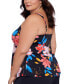 Plus Size Floral-Print Pleated Tankini Top, Created for Macy's