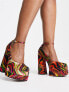 ASOS DESIGN Wide Fit Pistol double platform heeled shoes in multi