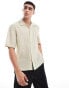 GANT short sleeve texture camp collar relaxed fit shirt in beige