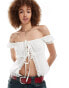 Reclaimed Vintage western bandeau top with bows in white