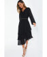 Women's Black Long Sleeve Chain Belt Dress