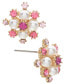 ფოტო #1 პროდუქტის Gold-Tone Color Crystal & Imitation Pearl Button Earrings, Created for Macy's