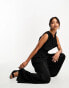 French Connection satin cowl neck jumpsuit in black 34 - фото #8