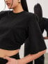 Фото #3 товара ASOS EDITION premium jersey shoulder pad boxy crop t-shirt in black