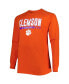 Фото #4 товара Men's Orange Clemson Tigers Big and Tall Two-Hit Raglan Long Sleeve T-shirt