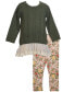 ფოტო #1 პროდუქტის Baby Girls Sweater Dress with Floral Leggings, 2 Piece Set