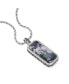 Tree Agate Gemstone Sterling Silver Men Tag in Black Rhodium Plated with Chain
