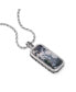 ფოტო #3 პროდუქტის Tree Agate Gemstone Sterling Silver Men Tag in Black Rhodium Plated with Chain