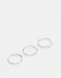 Фото #1 товара ASOS DESIGN 3 pack stackable molten band rings in burnished silver