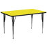 30''W X 72''L Rectangular Yellow Hp Laminate Activity Table - Standard Height Adjustable Legs