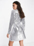 Фото #2 товара Object sequin blazer dress in silver