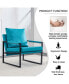 Фото #9 товара 2-Piece Set Of Sofa Chairs. PU Leather Armchair Medieval Modern Upholstered Armchair With Metal Frame, Super Thick Upholstered Backrest And Cushion Sofa, For Living Room (Cyan PU Leather+Metal+Foam)00