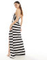 ASOS DESIGN premium corset maxi dress with full drape detail skirt in mono stripe Разноцветный, 36 - фото #4