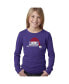 ფოტო #1 პროდუქტის Christmas Peeking Cat - Girl's Child Word Art Long Sleeve T-Shirt