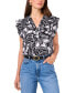 Women's Floral V-Neck Flutter-Sleeve Top