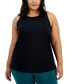 Plus Size Solid Birdseye Mesh Racerback Tank Top, Created for Macy's