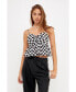 Women's Knotted Checker Print Top