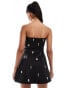 ASOS DESIGN contrast exposed cup bandeau mini dress with embellished motifs in black Черный, 38 - фото #2