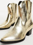 Glamorous western ankle boots in gold metallic