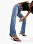 ASOS DESIGN 90's straight jean in mid blue with knee rips