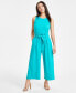 Фото #1 товара Petite Women's Sleeveless Crewneck Tie-Waist Jumpsuit, Created for Macy's