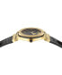 ფოტო #2 პროდუქტის Women's Swiss Greca Logo Black Leather Strap Watch 38mm