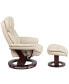 Multi-Position Recliner & Curved Ottoman With Swivel Wood Base