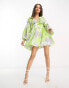 Фото #3 товара ASOS DESIGN Petite structured batwing balloon sleeve mini dress in floral print