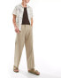 ADPT loose fit linen mix trousers in beige