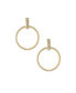 ფოტო #1 პროდუქტის 18k Gold-Plated Pavé & Imitation Pearl Front-Facing Hoop Earrings