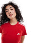 Adidas Performance Essentials 3-stripes t-shirt dress in red Kräftiges Scharlachrot, S - фото #2