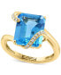 Фото #1 товара EFFY® Blue Topaz (6-1/5 ct. t.w.) & Diamond (1/10 ct. t.w.) Swirl Ring in 14k Gold